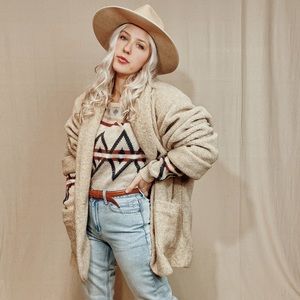 Vintage | Cream Teddy Oversized Jacket Blazer